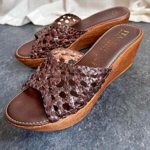 Italian Shoemakers Woven Genuine Leather Wedge Heel Sandals, Italian leather. 7